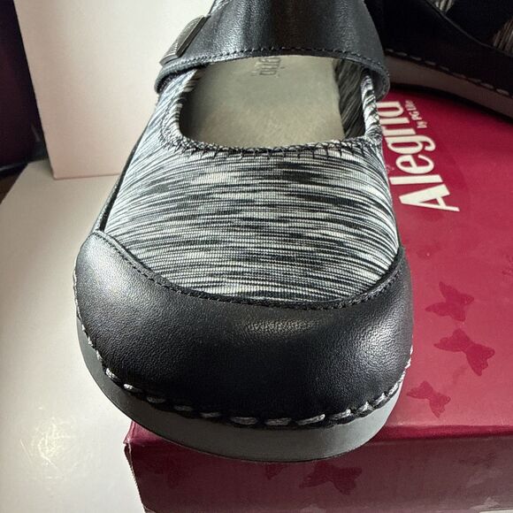 Alegria Women's Gem Black & White Shoes Size 11 Wide Mary Jane Style Soft Upper - Picture 2 of 12